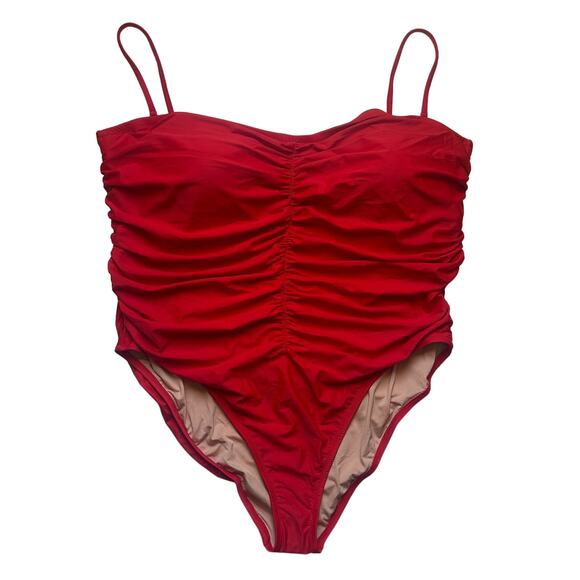 J. Crew Ruched Sweetheart Full Coverage One-Piece Swimsuit Size 24 New - Picture 1 of 8